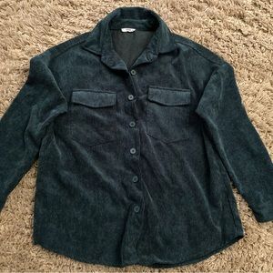 Corduroy Dark greenish/blue Ardene button up shirt, size small